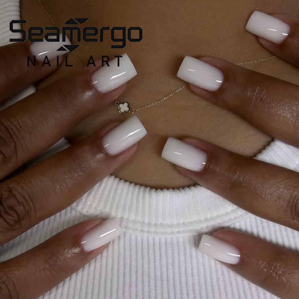 Nail Art Simple Elegant - 24 Adet Kısa Kare Takma Tırnak,