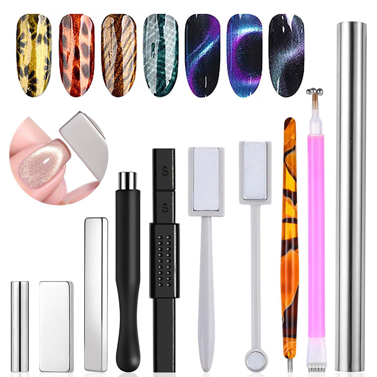 Nail Gel Polish Set - 10 Adet Kedi Gözü Mıknatıs Seti