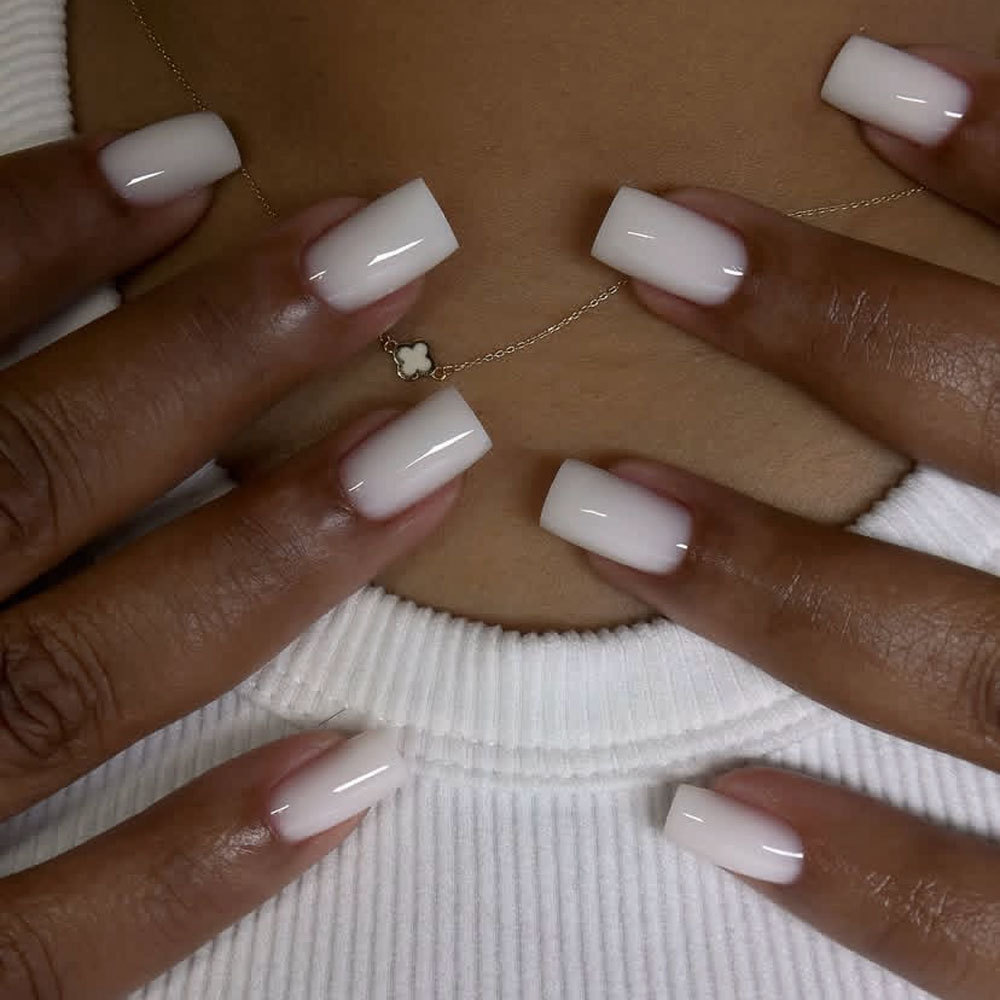 Nail Art Simple Elegant - 24 Adet Basit Beyaz Takma Tırnaklar