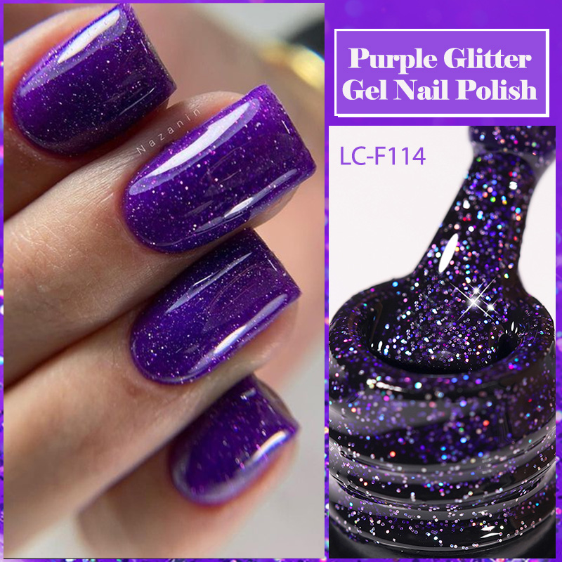 Nail Art Violet - LILYCUTE Mor Glitter Pul Jel Oje