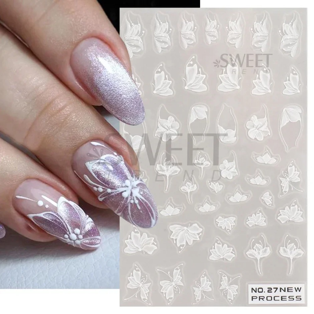 Beyaz Dantel Çiçek Nail Art Et - Nail Art Simple Elegant incelemesi ve fiyatı